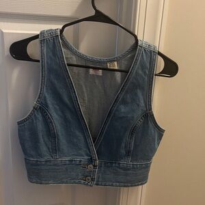 Levi's Medium Blue Denim Cropped Vest